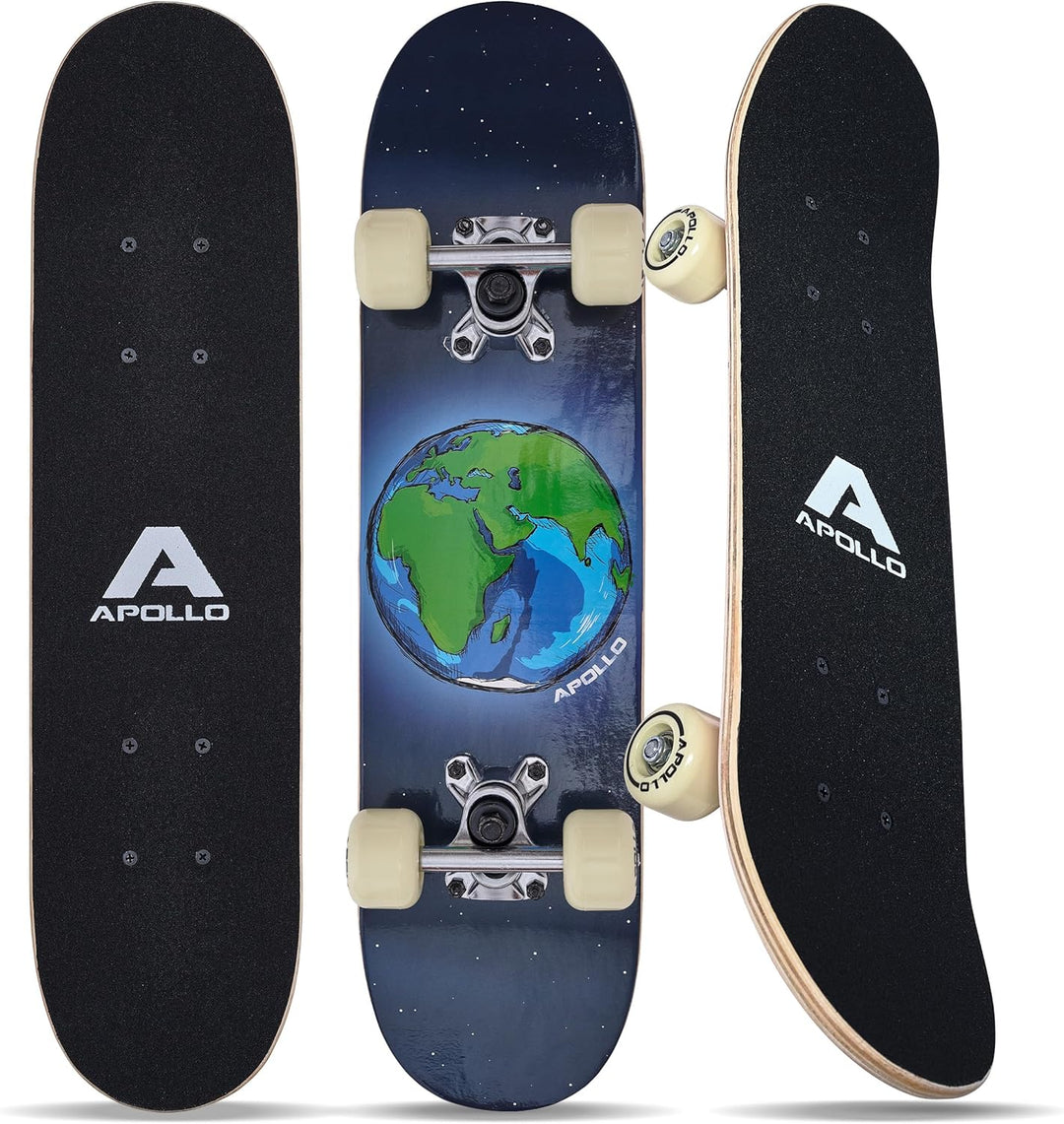 Apollo Kinder Skateboard, | kleines Komplett Board mit ABEC 3 Kugellagern und Aluminium Achsen | Coo