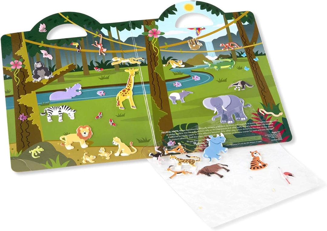 Melissa & Doug | Pack mit 6 wiederverwendbaren, bauschigen Stickern – Ankleiden, Prinzessin, Safari,