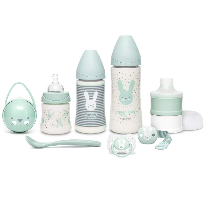 SUAVINEX Premium-Set für das Neugeborene Babyflasche 150 ml + 270 ml + 360 ml + Milchdosierer + Schn