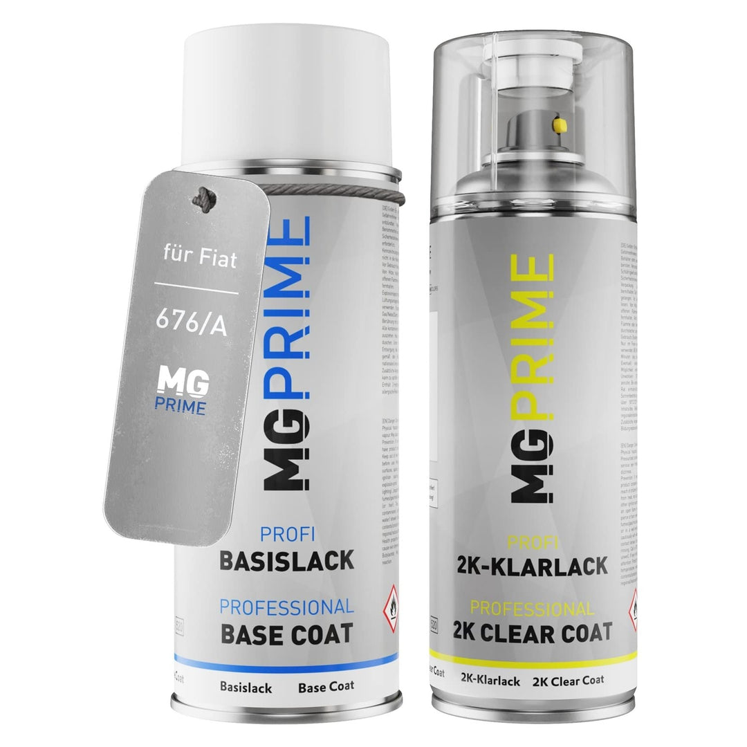 MG PRIME Autolack 2K Spraydosen Set für Fiat 676/A / 676 Grigio Campovolo/Campovolo Grau Basislack 2