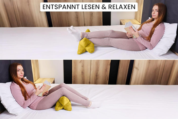 Amilian Leseknochen Knochenkissen ca. 44x22 cm – Nackenkissen zum Lesen &amp; Entspannen – Buch- und Tab