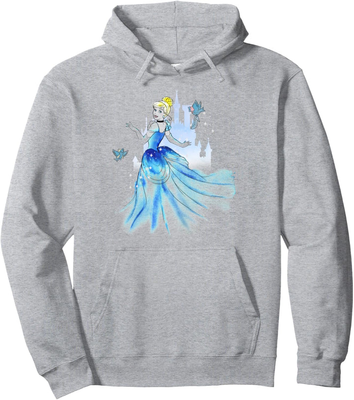 Disney Cinderella Birds & Castle Watercolor Art Pullover Hoodie
