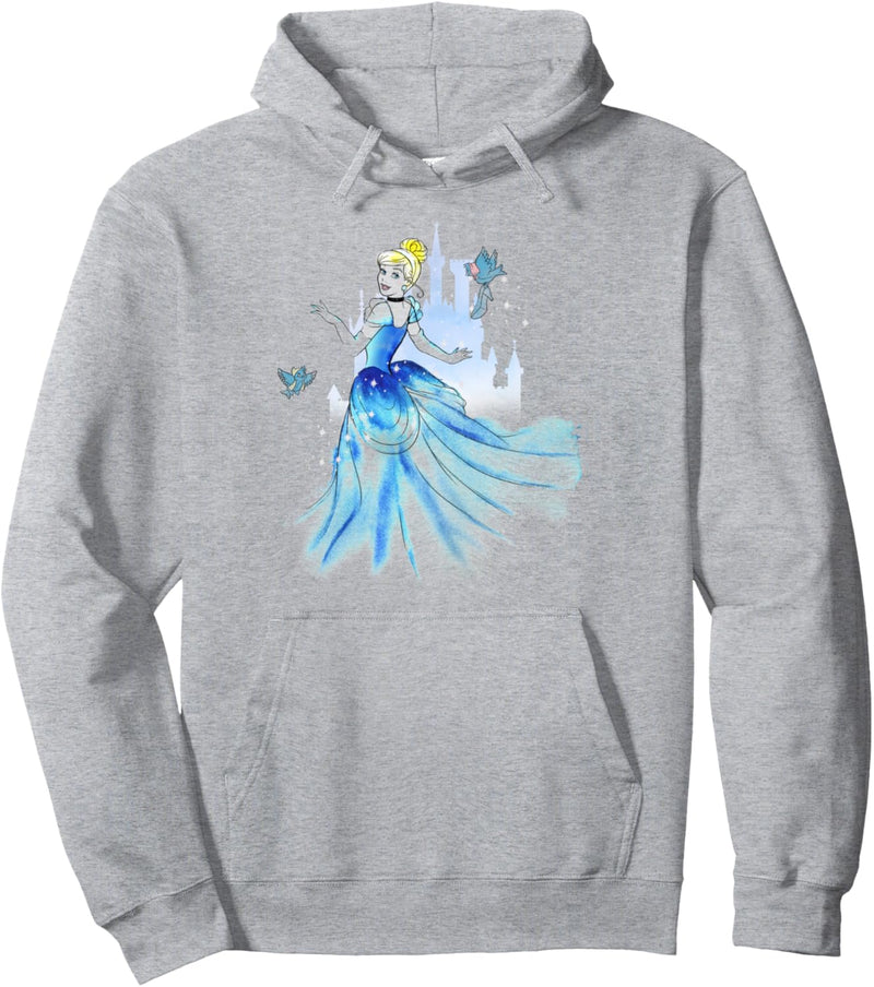 Disney Cinderella Birds & Castle Watercolor Art Pullover Hoodie