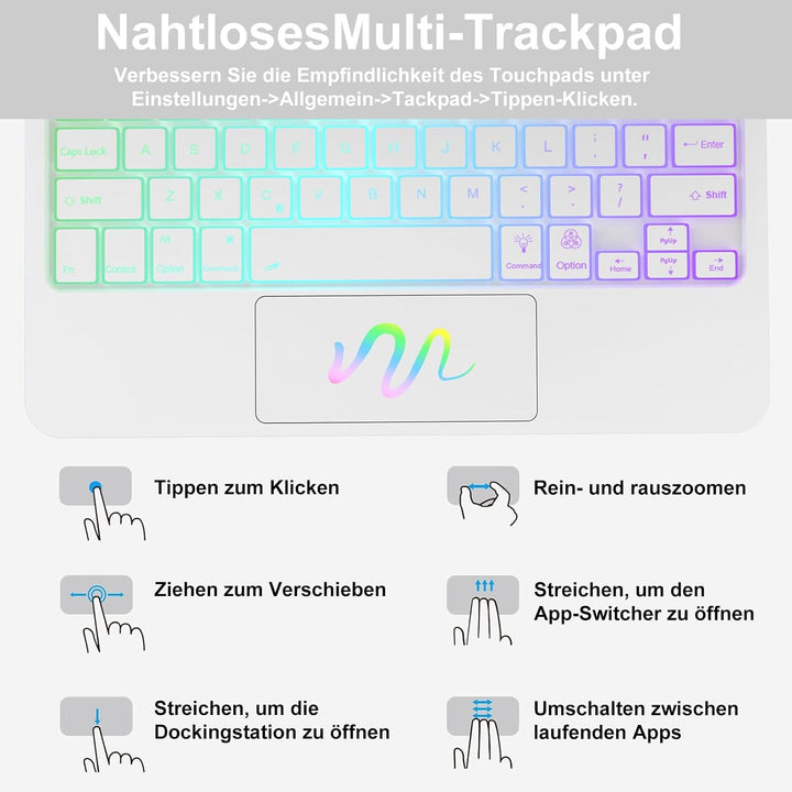 Magic Keyboard für iPad Air 13" M4 2026/M3 2025/M2 2024 &amp; iPad 12.9, Weiss | Freischwebendes Stand D