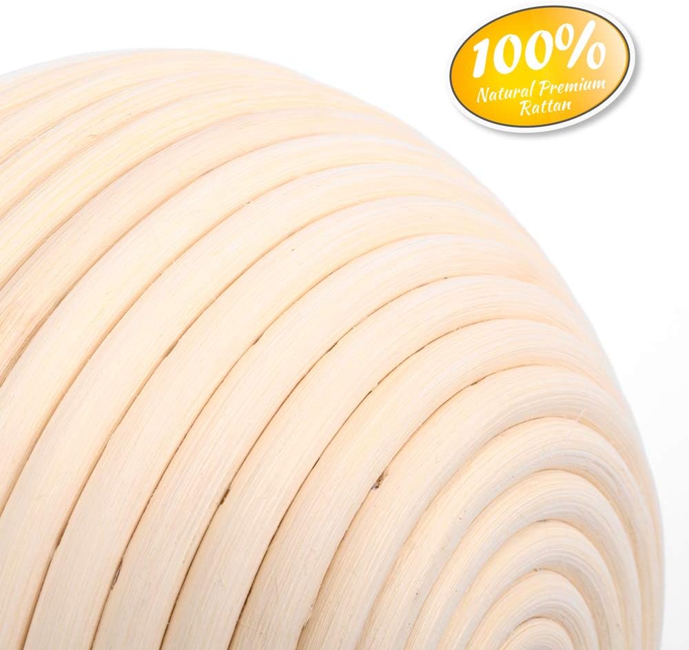 2 Pack 22cm Rund Gärkörbchen Banneton Brotform Korb,Handgewebter Natürlicher Rattan Gärkorb mit Lein