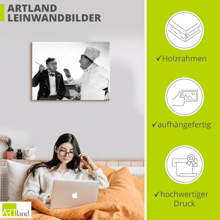 ARTland Leinwandbilder Wandbild Bild auf Leinwand 60x45 cm Wanddeko Dick Doof Die Leibköche seiner M