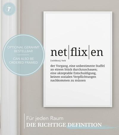 Papierschmiede® Definition: netflixen, DIN A1 (59x84 cm), XXL Poster für Wohnzimmer, Schlafzimmer, K