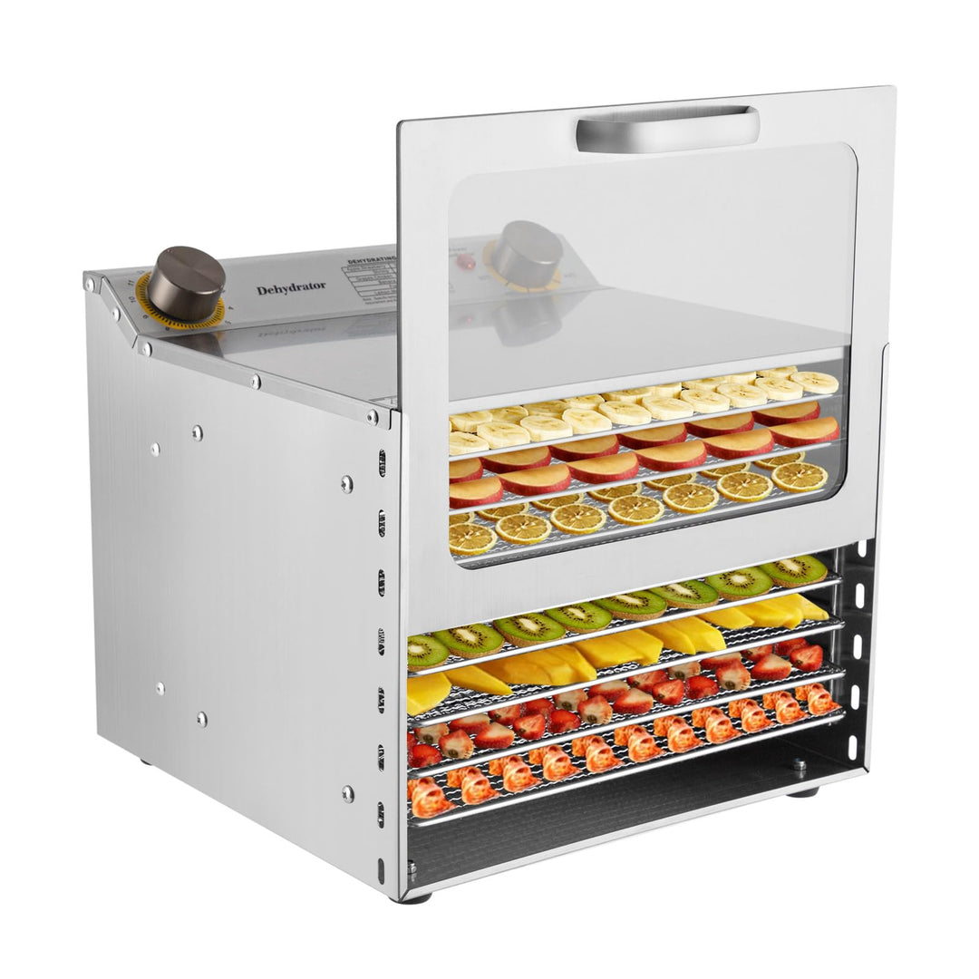 Dörrautomat Edelstahl, 400W Lebensmittel Trocknungsmaschine mit 8 Edelstahlgitter Obsttrockner Gemüs