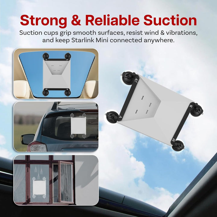 Saugnapfhalterung für Starlink Mini von MMOBIEL – Aluminium- & Metallkonstruktion – Starke Saugnäpfe