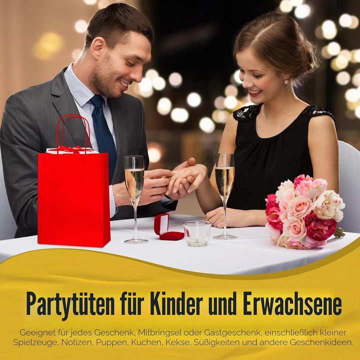 Thepaperbagstore 30 Papiertüten für Partys und Geschenke mit Griffen - Rot - 180x220x80mm Rot 30, Ro