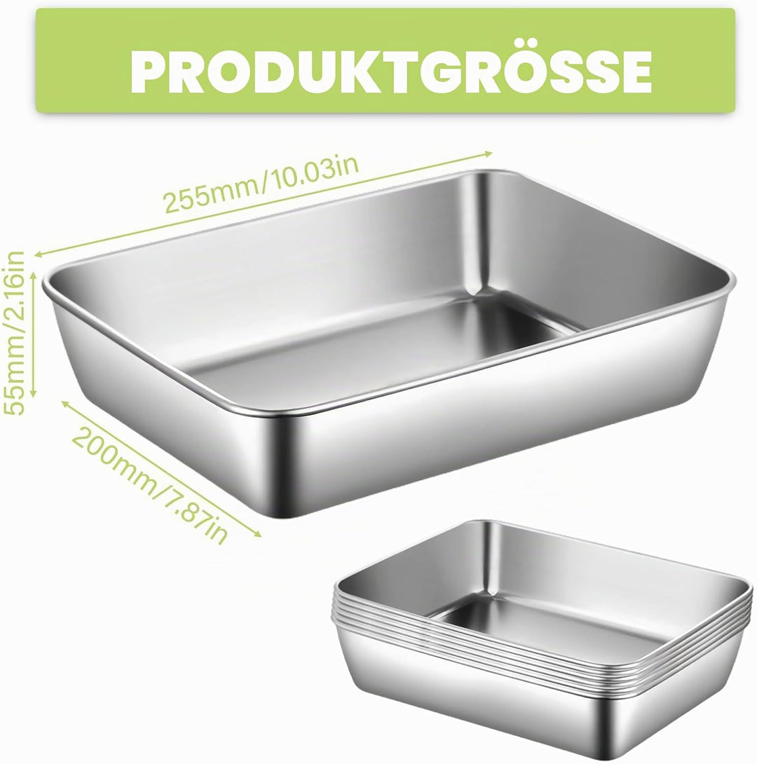 Panierschalen Set 6 Teilig, 25.5 x 20 x 5.5 cm Edelstahl Schale Rechteckig, Edelstahl Panier-Set, Pa