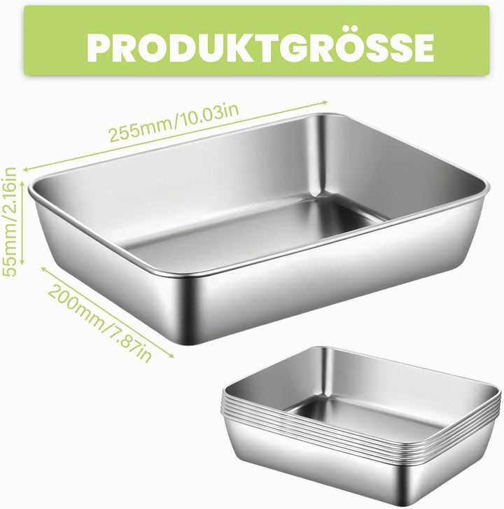 Panierschalen Set 6 Teilig, 25.5 x 20 x 5.5 cm Edelstahl Schale Rechteckig, Edelstahl Panier-Set, Pa