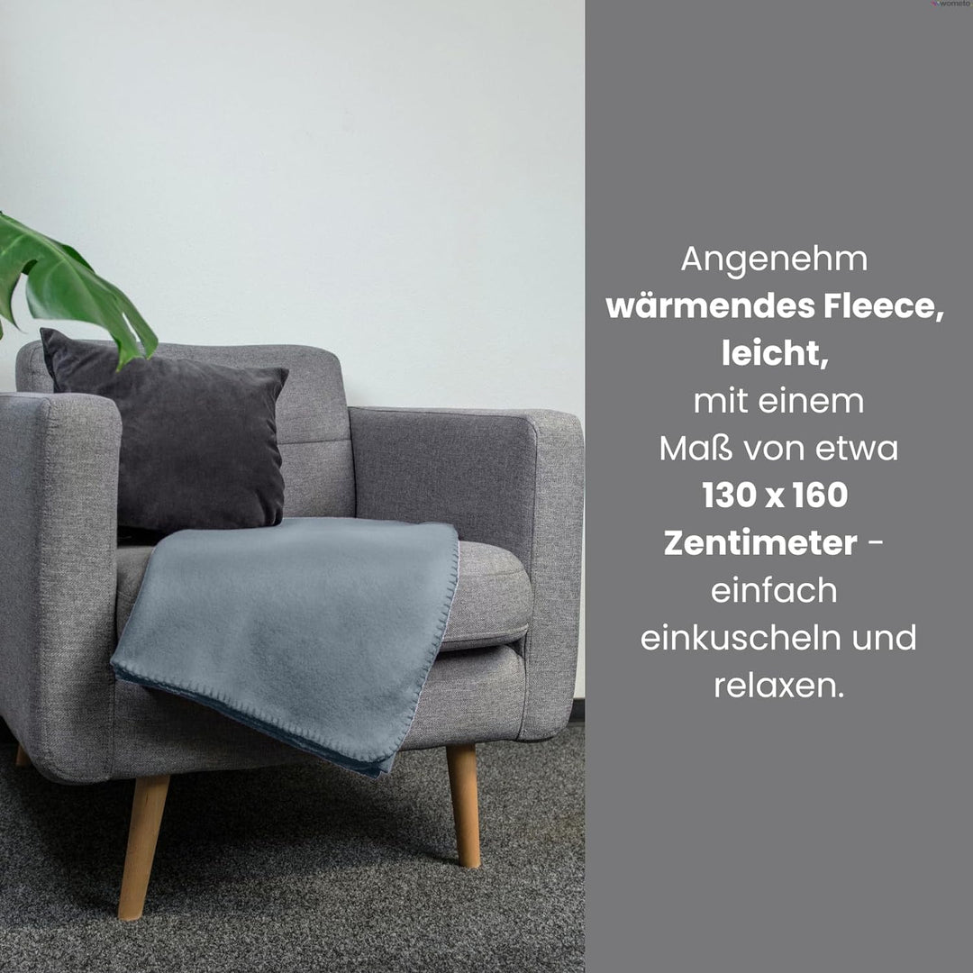 wometo 10er Vorteilspack Fleecedecke130x160 ca. 400g mit Anti-Pilling und Kettelrand grau,