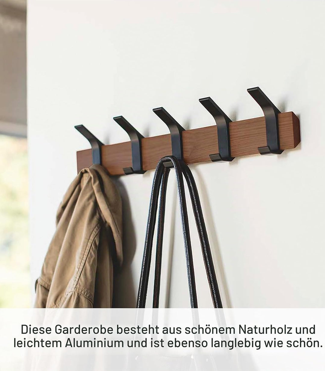 Wall coat rack - Rin - brown Schwarz, Schwarz