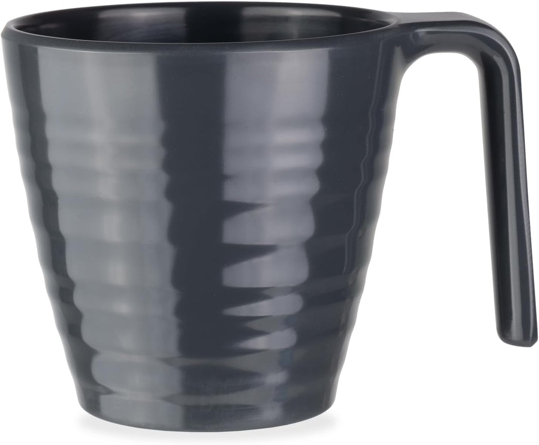 Melamin Camping Geschirr Set 4 Personen I Tassen Stone 4-teilig (passend zu Red, Blue, Grey, Curry,