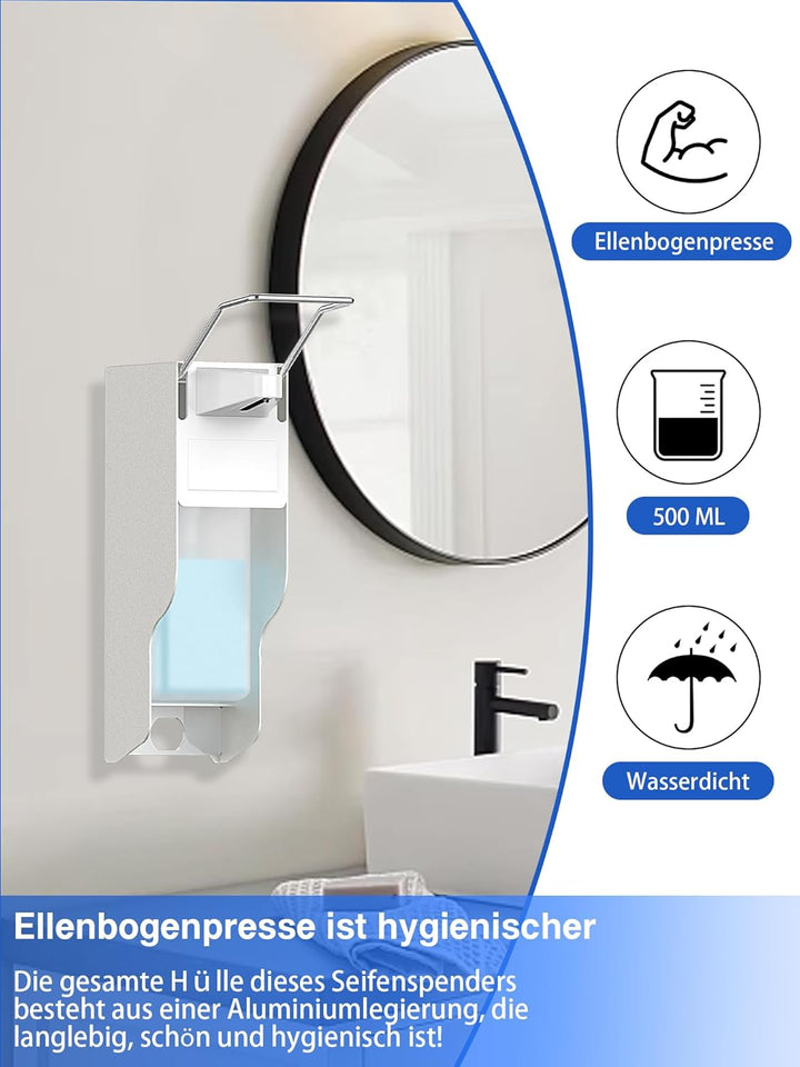Eurospender 500 Ml Desinfektionsspender Wand Aluminium Seifenspender Wandbefestigung Mit Ellbogendru
