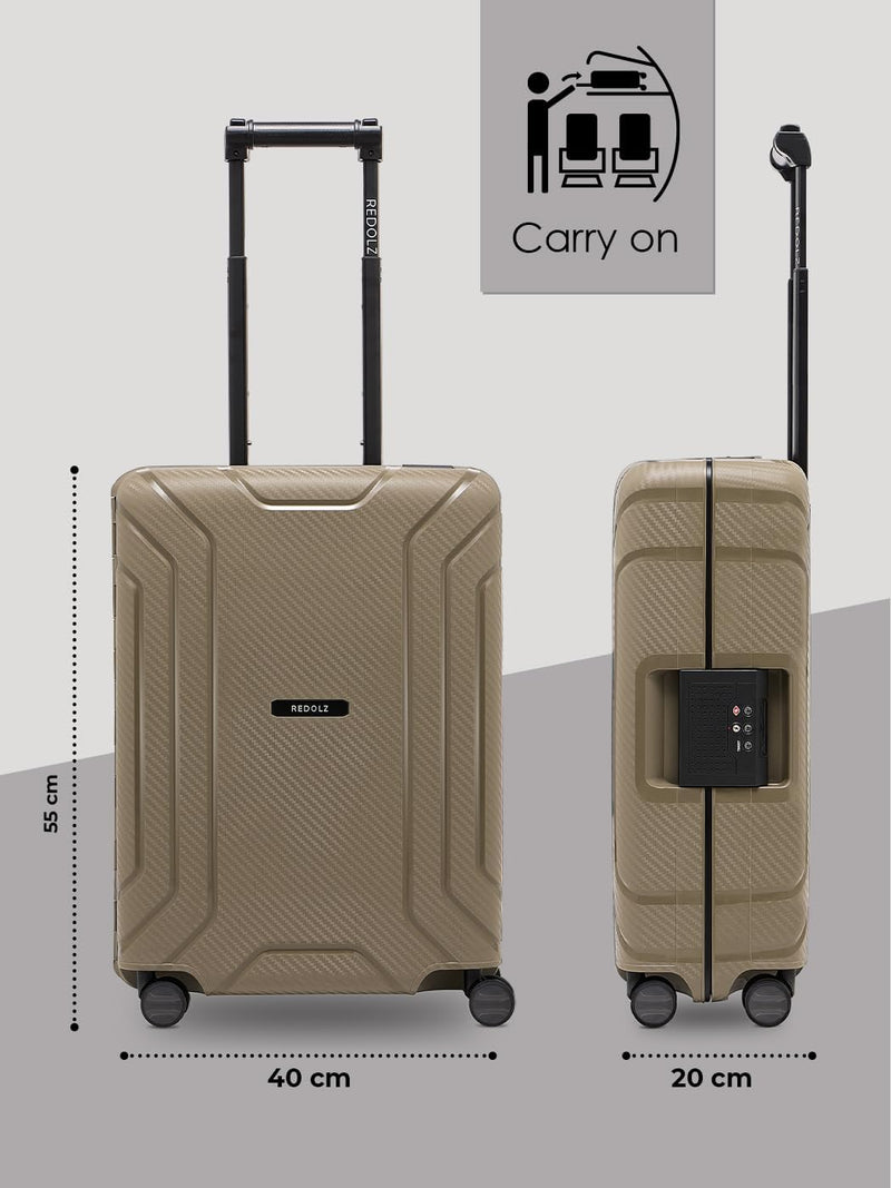 REDOLZ Hartschalen Kabinen-Koffer ohne Reissverschluss | 3-Punkt-Verschluss-System | Kleiner Trolley