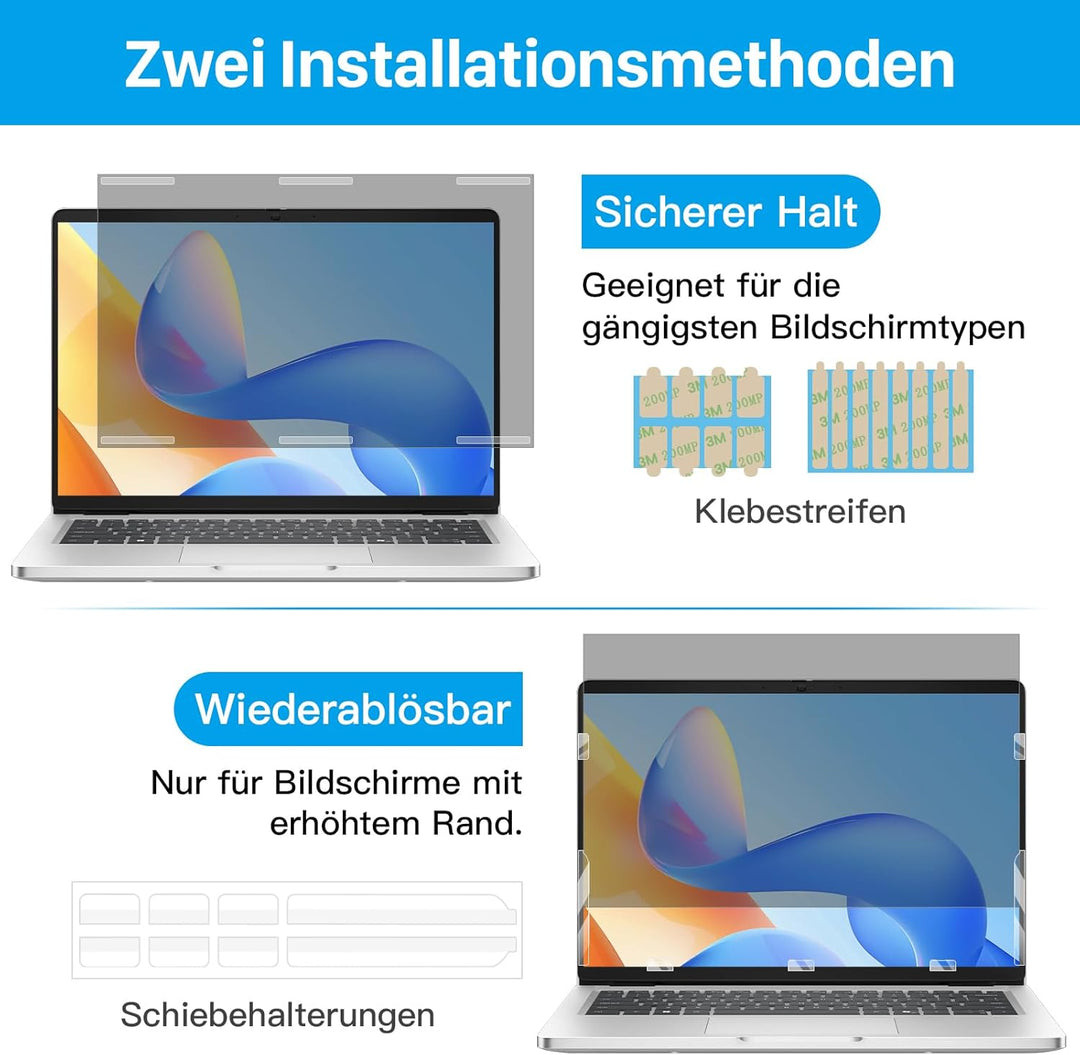 STARY 360 °Sichtschutzfolie Laptop 16"16:10,Abnehmbarer 16"Blickschutzfolie | Anti Blaulicht Blendsc