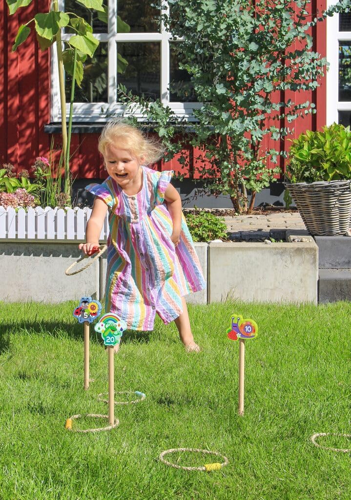 Moses. Krabbelkäfer Ringwurfspiel Rasen & Sandstecker, Wurfspiel für draussen mit 3 Holzsteckern und