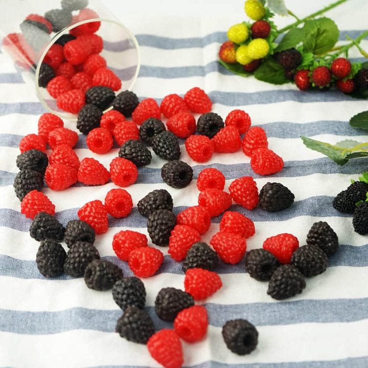 iSpchen 30 Stück Künstliche Himbeere Kunststoff Gefälschte Früchte Obst realistisch Erdbeere Mini Fr