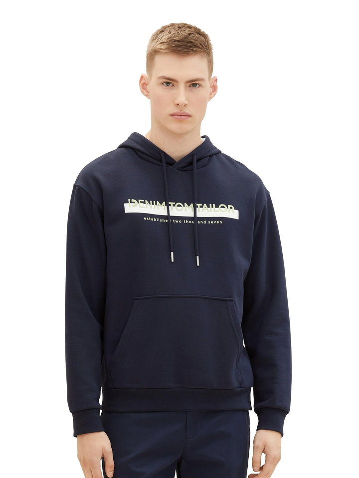 TOM TAILOR Denim Herren Denim Hoodie Sweatshirt mit Logo-Print M 10668-sky Captain Blue, M 10668-sky