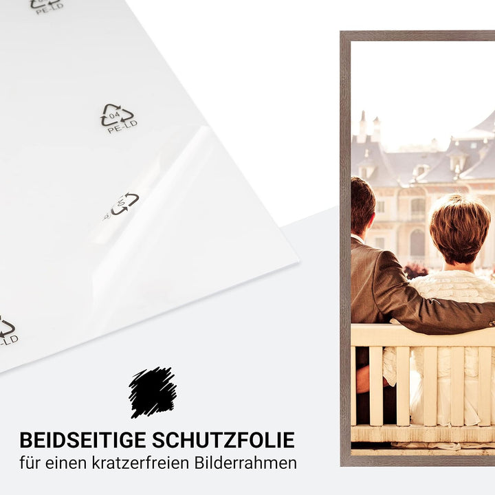 CABBEL Doppelpack (2er Set) Bilderrahmen 40x50 cm, Braun, stabiles MDF-Holz Rahmen, bruchsicherem Pl