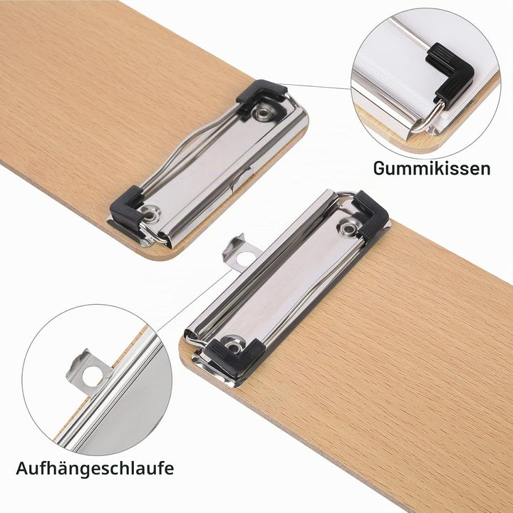 BOMKEE 6er Klemmbrett A6, Mini Schreibplatte Klemmbretter Hölzern Halter Clipboard für Hotels, Bar,