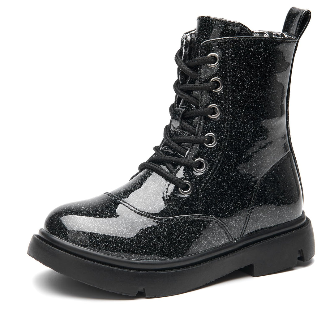 DADAWEN Jungen Stiefel Wasserdichte Mädchen Schnürstiefeletten 26 EU Schwarz B, 26 EU Schwarz B