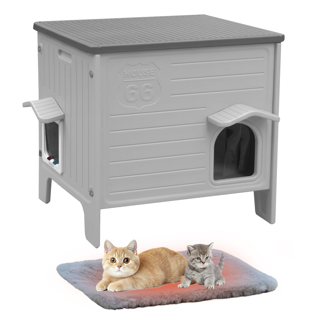 2-stöckiges Katzenhaus Outdoor, Winterfest für mittlere Katzen – Isolierte Ganzjahres-Schutzhütte mi