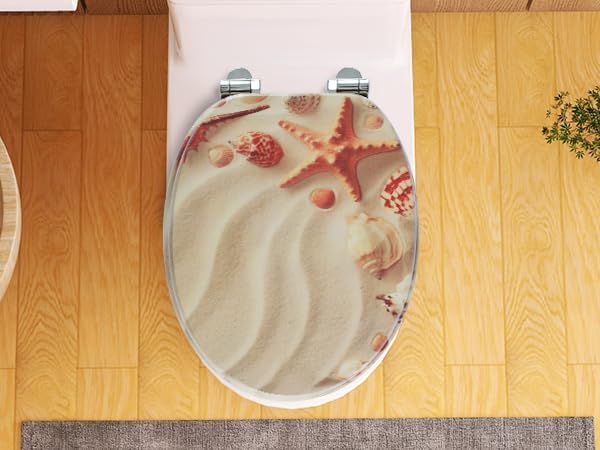 SINOBATH Wc Sitz Mit Absenkautomatik,Hochwertige Toilettendeckel aus Holz, Viele bunte Motive(Musche