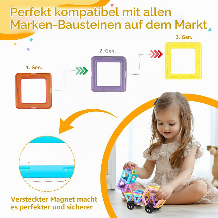 Magnetische Bausteine 90 Teile Magnetbausteine Magnet Spielzeug Magnetspiele Montessori Magnetische