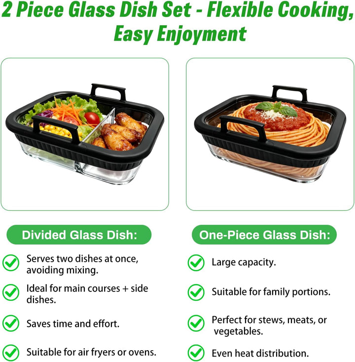 2 Stück Auflaufform Airfryer für Ninja Heissluftfritteuse AF400/AF500/SL400, Borosilikatglas Backfor