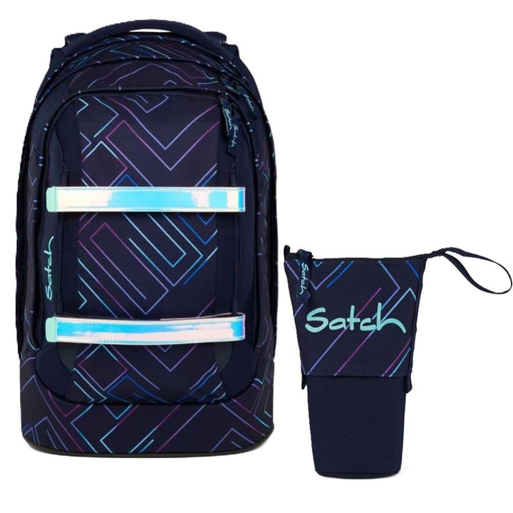Satch Pack Schulrucksack Set 2tlg. inkl. Pencil Slider (Purple Laser), Purple Laser