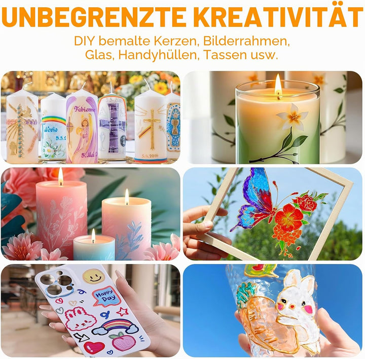 28 Stück Kerzenstifte, 14 Farben Kerzen Bemalen Set, Candle Pen 10ml, Wachsstifte für Kerzen, Leicht