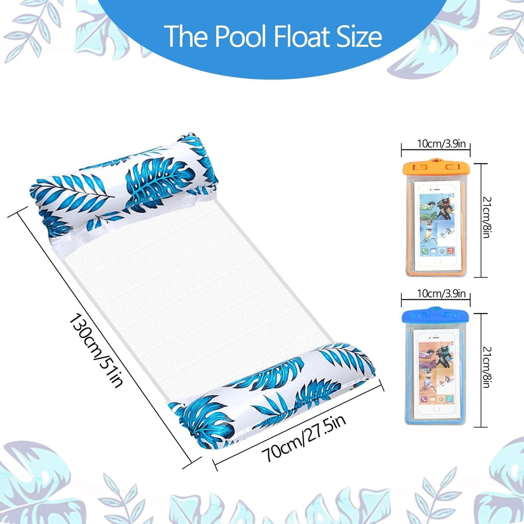 Weeupolfun Aufblasbares Schwimmbett Wasserhängematte, 2 Pcs Tropischer Regenwald Thema Palmblatt Dru