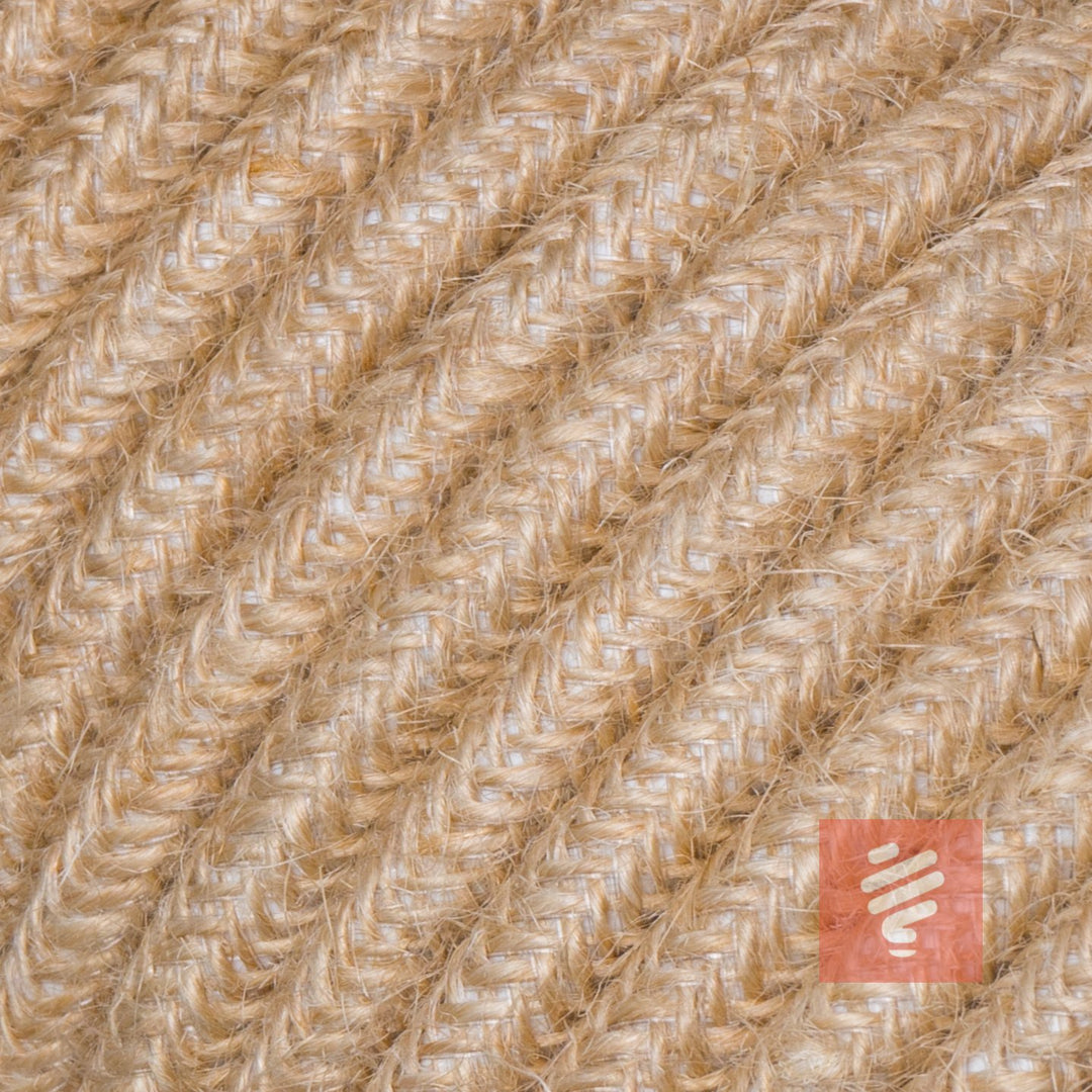 Textilkabel für Lampe, Rundkabel, zweiadrig (2x0.75mm²), Jute - 100 Meter Jute 100 Meter, Jute 100 M