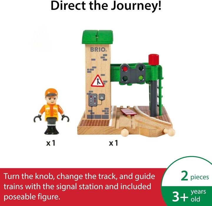 BRIO World 33674 - Signal Station - Zubehör Holzeisenbahn - Spielzeug ab 3 Jahren