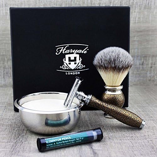 Vintage-Stil Rasierset - Synthetische Haar-Rasierpinsel &amp; De Rasierfläche, Edelstahlschale &amp; Premium