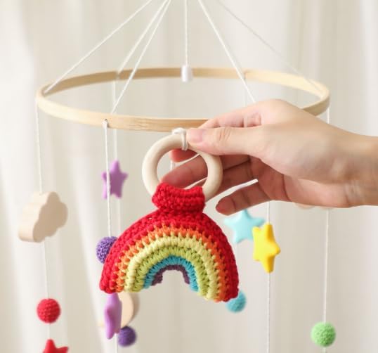 Babybett Mobile Baby Windspiel, Holz Mobile Baby Kinderzimmer Hängende Bettglocke, Geschenk für Baby