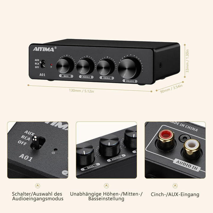 AIYIMA A01 TPA3116 Leistungsverstärker 2.0/2.1 CH Stereo-HiFi-Verstärker Klasse D Integrierter Verst