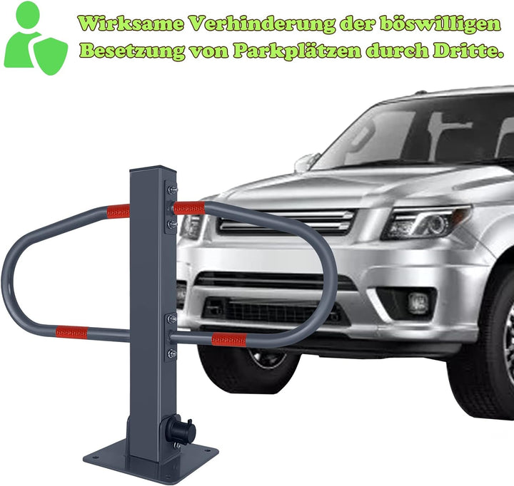 Froadp 73x51cm Klappbare Parkplatzsperren Stahl Absperrpfosten Parkbügel Mobile Parkpfosten mit Schl