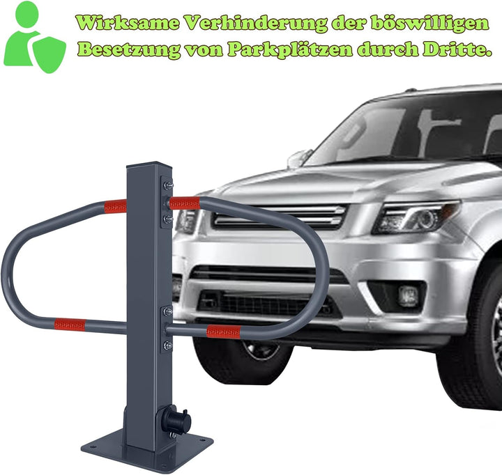Froadp 73x51cm Klappbare Parkplatzsperren Stahl Absperrpfosten Parkbügel Mobile Parkpfosten mit Schl