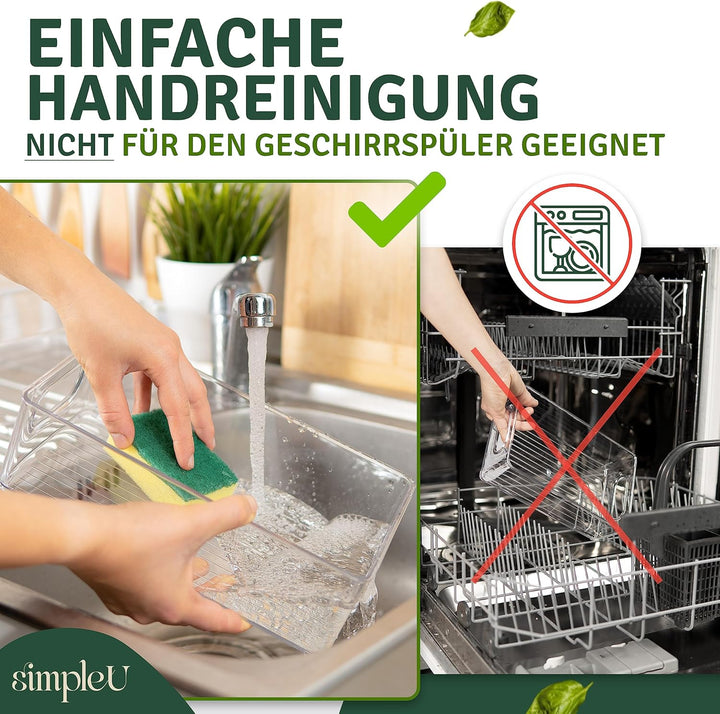 Kühlschrank Organizer 6er Set [mit 16 Aufkleber] Premium Küchen Organizer | Aufbewahrungsbox für Küh
