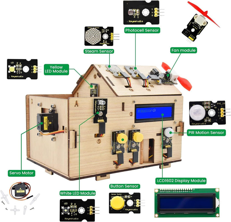 KEYESTUDIO Smart Home IoT Kit for Arduino for UN0 R3, Electronics Home Automation Coding Toys, Learn