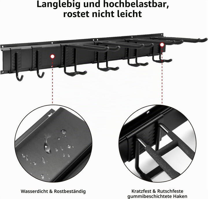 Gartengerätehalter | Werkzeug Wandhalterung mit 6 Haken | Starke Aufhängung für Schaufeln, Rechen &amp;