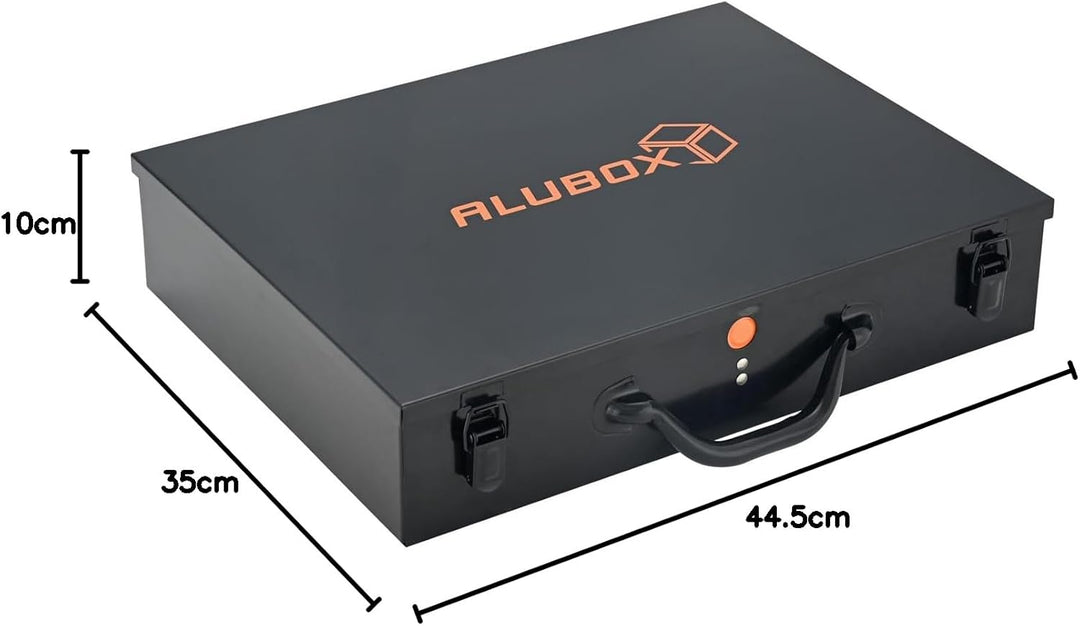 ALUBOX Sortimentsbox Kleinteilekoffer Stahlblech pulverbeschichtet - 2 Ebenen - 54 Einsatzkästen - 4