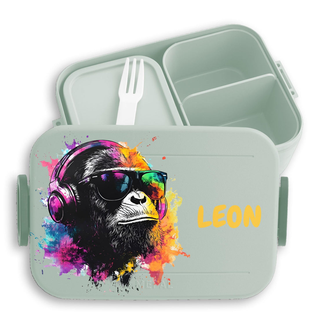 Kinder Bento Box Midi Lunchbox für Mepal Bentobox - Brotbox DJ Affe cool Monkey Geschenk Schulkind I