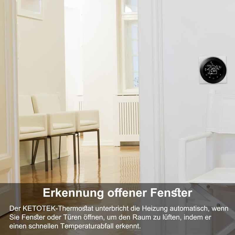 KETOTEK Thermostat Fussbodenheizung Wasser WiFi 3A Unterputz, Programmierbar Raumthermostat Fussbode