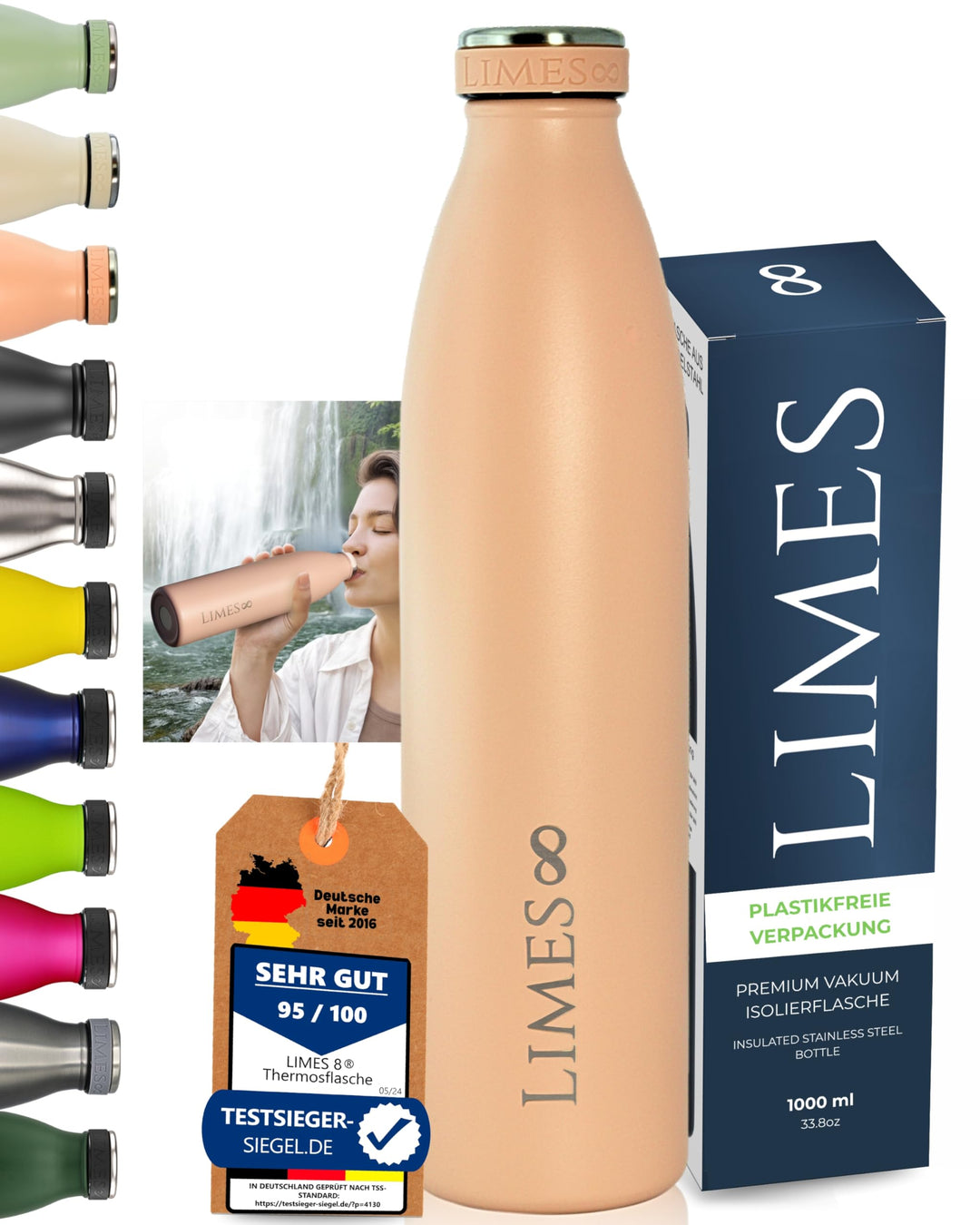 Thermosflasche Edelstahl 1L [HEIss & KALT] – 5-fach vakuumisolierte Trinkflasche – Auslaufsichere &