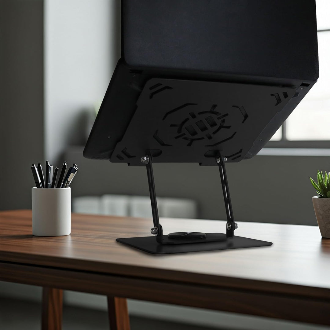ENHANCE R1 Drehbarer Laptopständer mit 3 Kabelhaltern - Verstellbarer Metallständer mit Kühldesign,